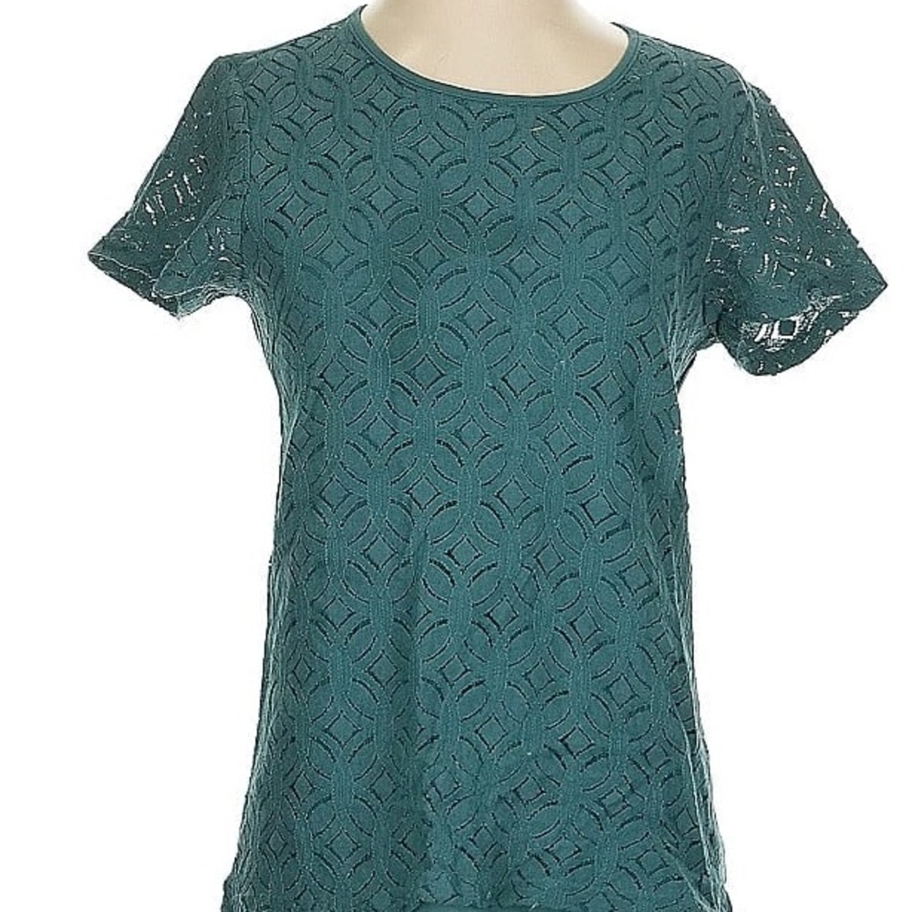 Market & Spruce Blue Fitted Embellished T-Shirt